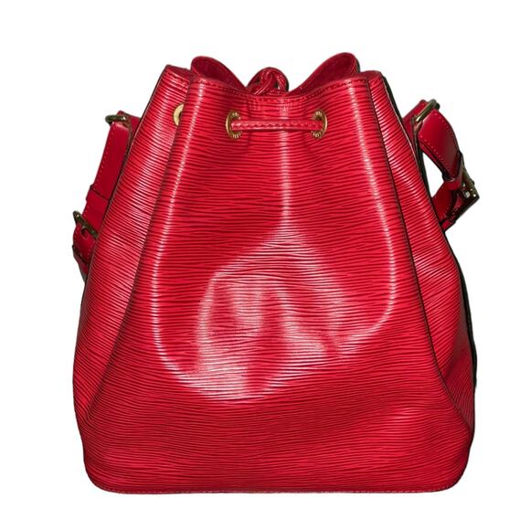 Vintage LOUIS VUITTON EPI LEATHER NOE PM Red Bucket Drawstring Shoulder Bag - Picture 2 of 15